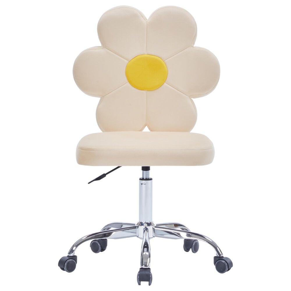 Impressions Vanity Daisy Swivel Vanity Chair with Cream Cushion in Silver, , large