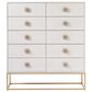 Furniture Worldwide Love Joy Bliss Peony 10 Drawer Chest in Alabaster and Soft Gold, , large