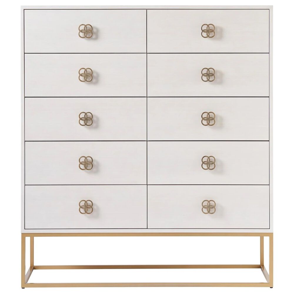 Furniture Worldwide Love Joy Bliss Peony 10 Drawer Chest in Alabaster and Soft Gold, , large
