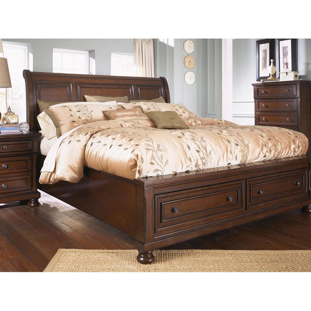 Millennium Porter Cal King Storage Sleigh Bed in Rustic Brown, , large