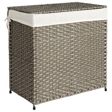 Household Essentials Handwoven Laundry Hamper with Lid and Removable Liner Bag in Gray, , large