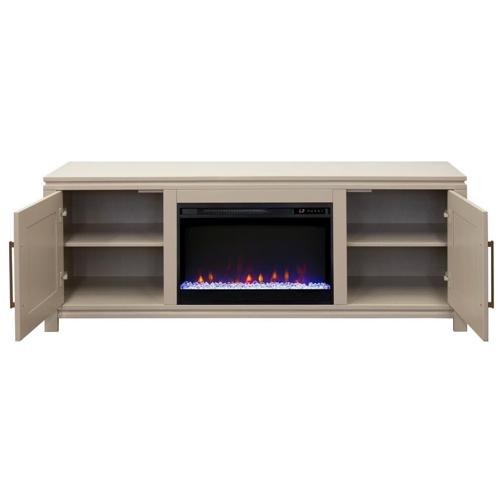 Legends Home The Cove 72" Fireplace Console with Fireplace Insert in Khaki, , large
