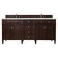 James Martin Vanities Brittany 72" Double Bathroom Vanity in Burnished Mahogany with 3 cm Parisien Bleu Silestone Top, Rectangular Sinks and FreePower Wireless Charger, , large