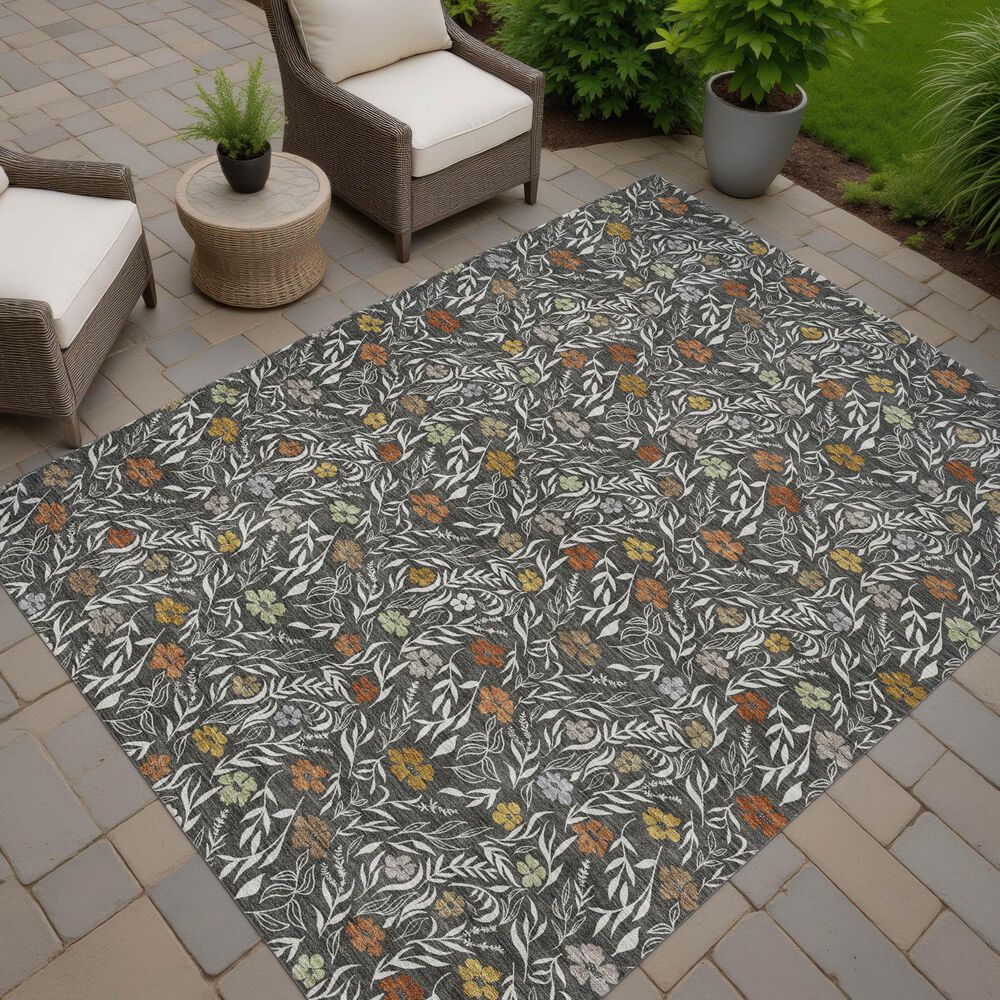 Dalyn Rug Company Soft Essentials Floral Graphite 5' x 7'6" Indoor/Outdoor Area Rug, , large
