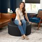 Jaxx Candler Faux Leather Ottoman in Black, , large