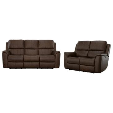 Flexsteel Henry Power Sofa and Loveseat Set in Burnt Umber, , large