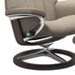 Stressless Paul Medium Leather Chair and Ottoman Set in Oxford Blue, , large