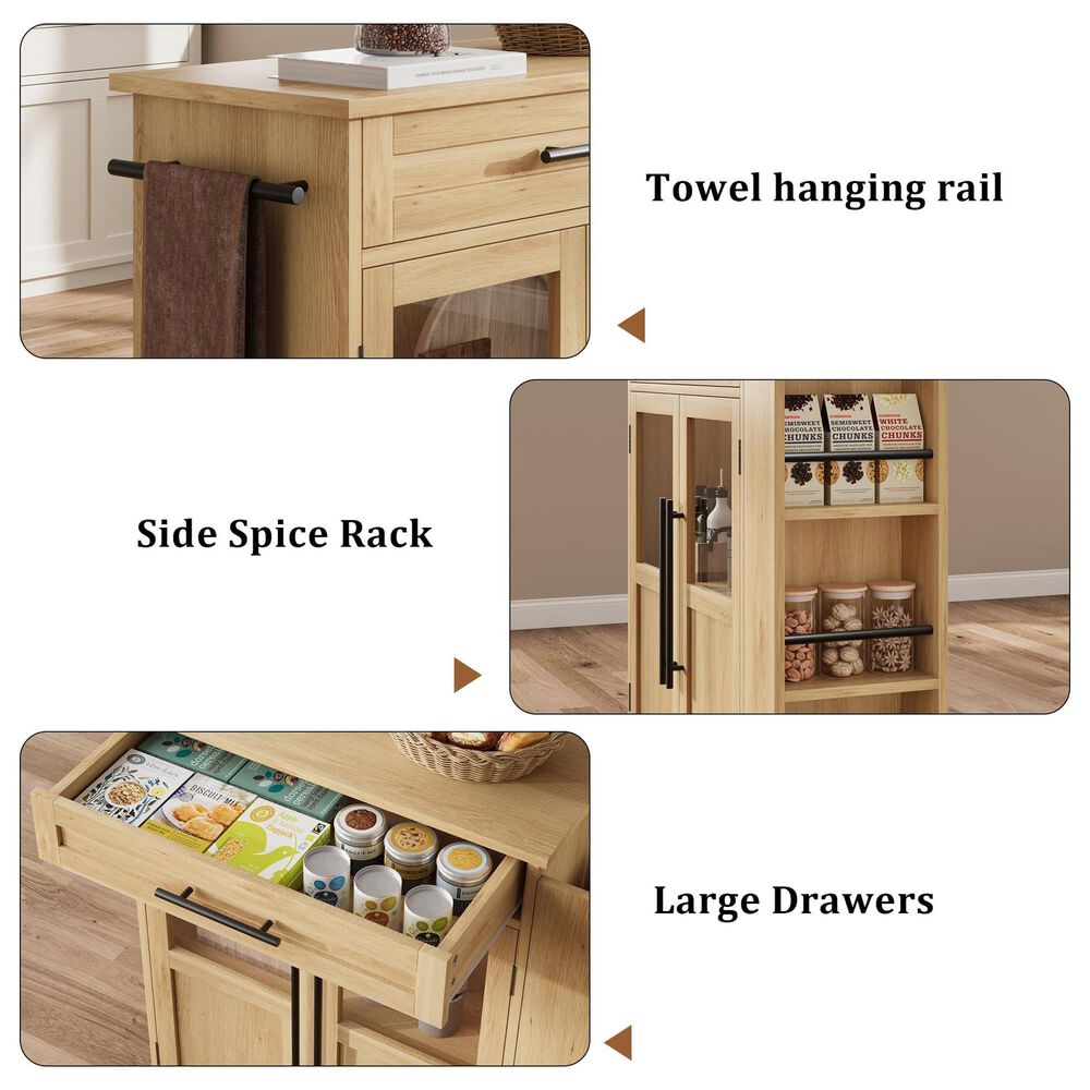 GARVEE Kitchen Island Cart with Storage in Natural, , large