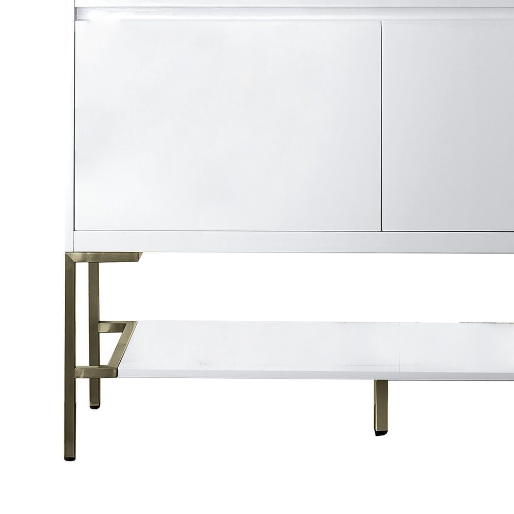 James Martin Vanities Mantova 47.3&quot; Single Vanity in Glossy White and Champagne Brass with 3 cm Charcoal Black Composite Stone Top and Rectangular Sink, , large