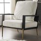 Hearth and Haven Velvet Lounge Arm Chair with Gold Metal Legs in White, , large