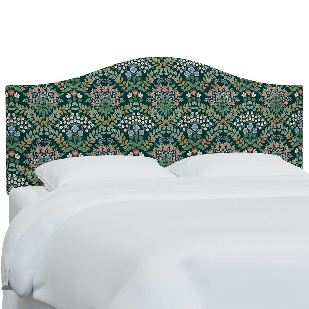 Rifle Paper Co Crafted by Cloth and Company Mayfair Queen Headboard in Bramble Emerald, , large