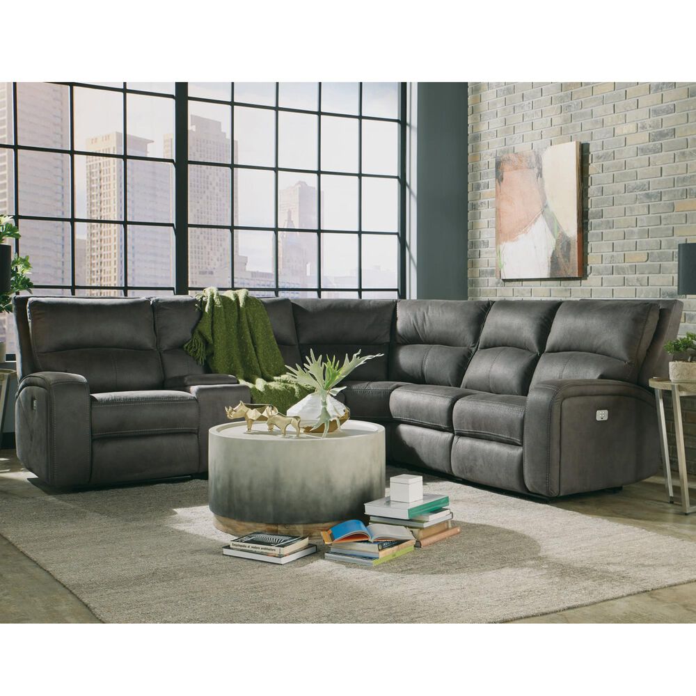 Flexsteel Nirvana 6-Piece Reclining Sectional with Power Headrest in Gray, , large