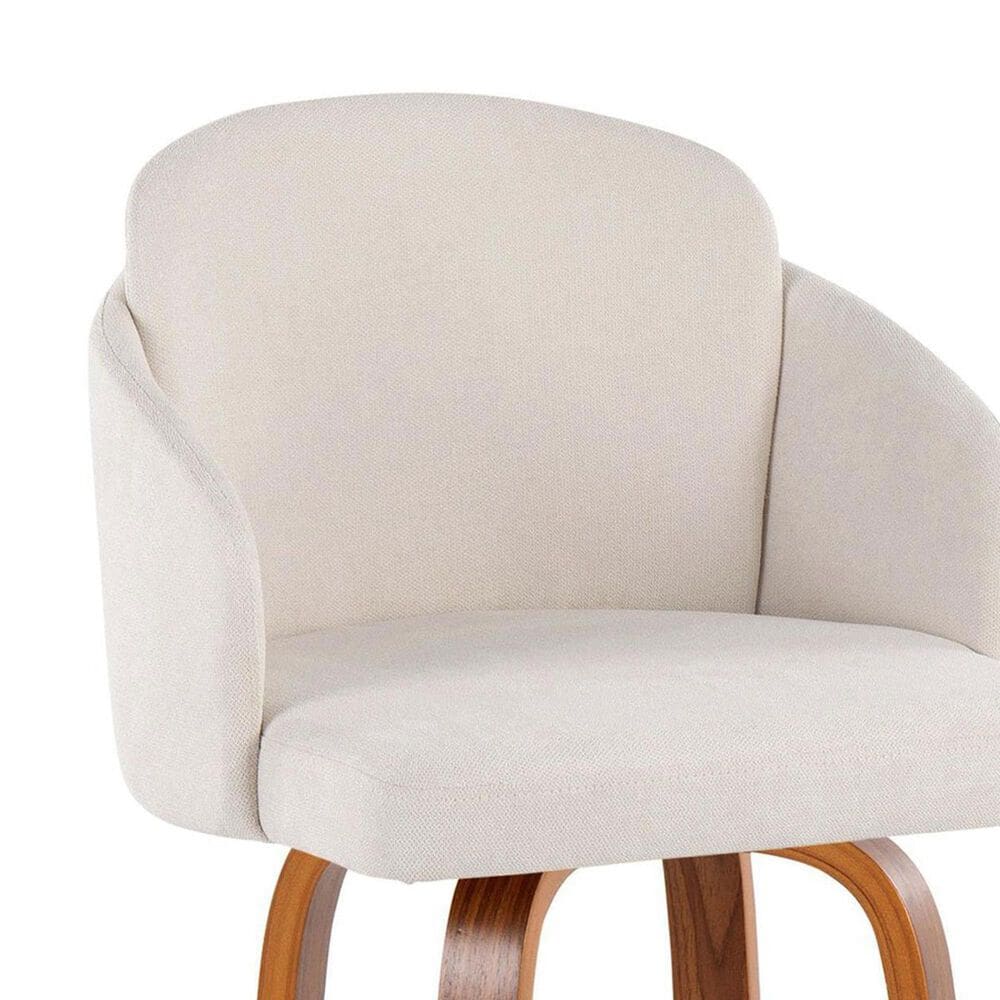 LumiSource Dahlia Swivel Bar Stool with Cream Fabric Upholstery in Walnut and Chrome (Set of 2), , large