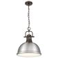 Golden Lighting Duncan 1-Light Pendant with Chain and Pewter Shade in Rubbed Bronze, , large