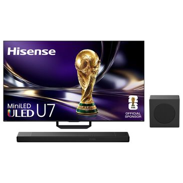 Hisense 65" Class U7 Series ULED Mini-LED 4K - Smart Google TV with 3.1.2 Channel Soundbar System in Black, , large