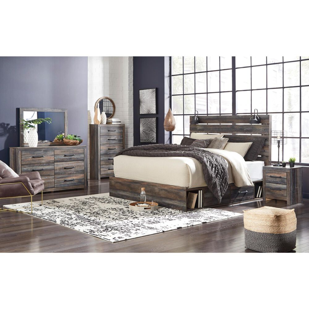 Ashley Drystan King Storage Bed with 4 Drawers in Brown Rustic, , large