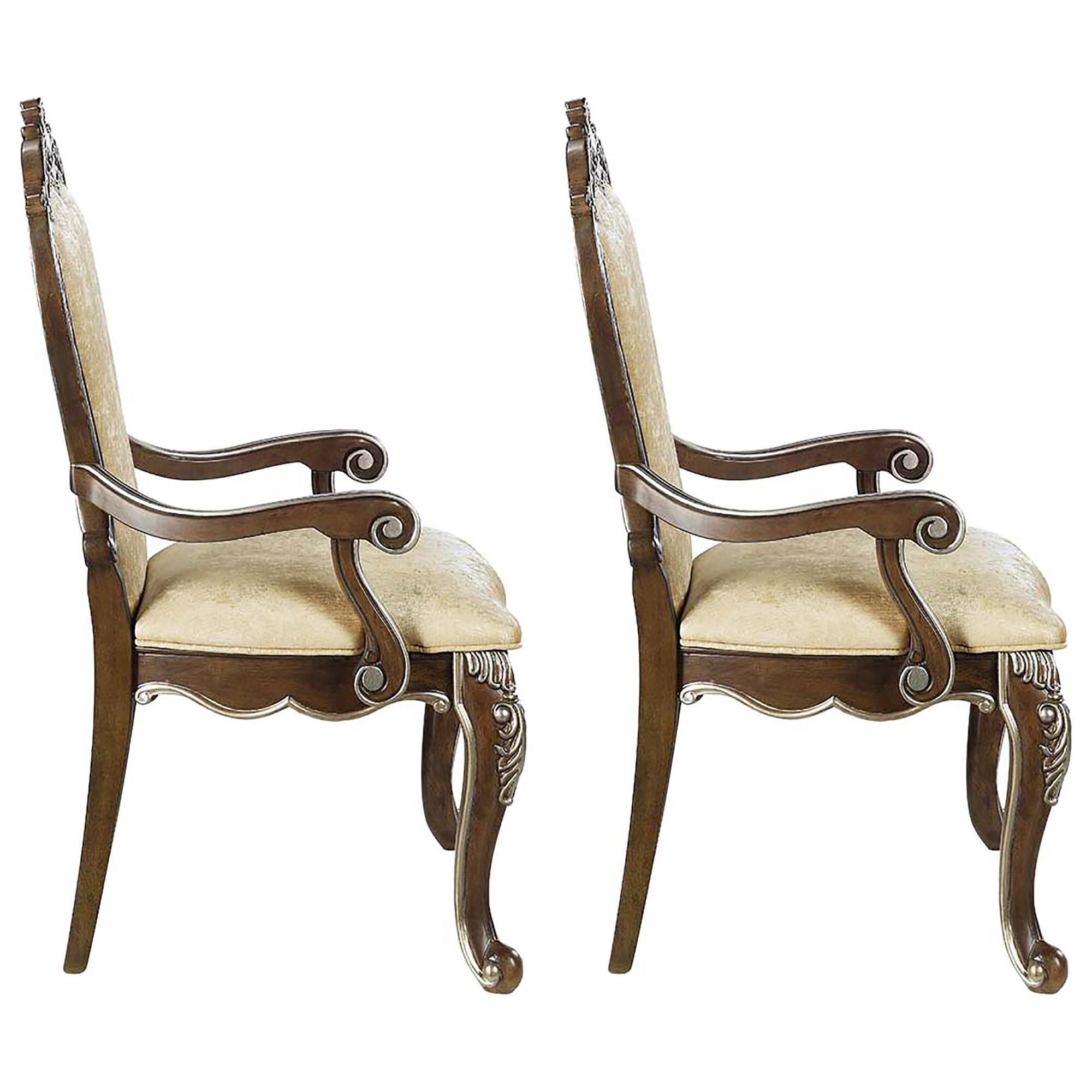 HOMLUX Latisha Arm Chair with Antique Oak (Set of 2)