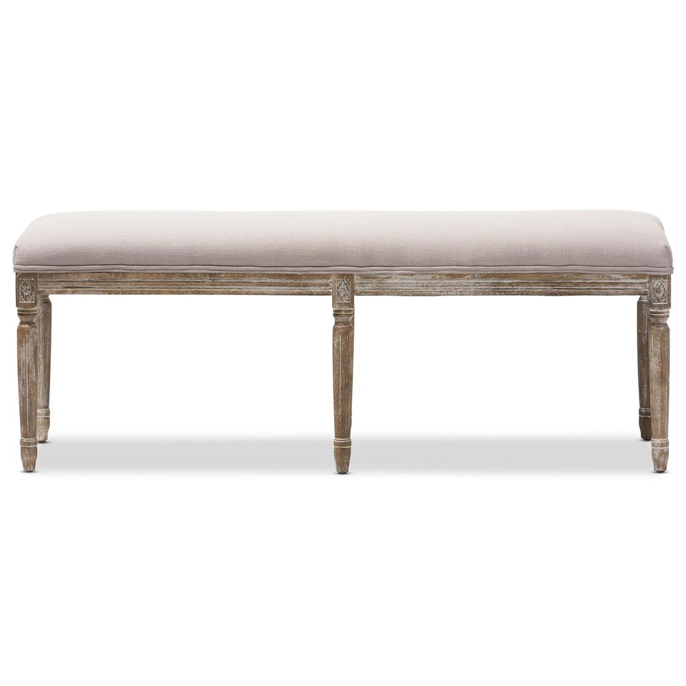 Baxton Studio Clairette Bench in Neutral Beige, , large