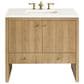 James Martin Vanities Hudson 36" Single Bathroom Vanity in Light Natural Oak with 3 cm White Zeus Quartz Top and Rectangular Sink, , large
