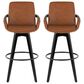 LumiSource Cosmo 30" Swivel Barstool with Camel Upholstery in Black (Set of 2), , large