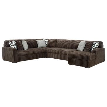 Ashley Midnight-Madness 4-Piece Right Facing Sectional with Chaise in Chocolate, , large