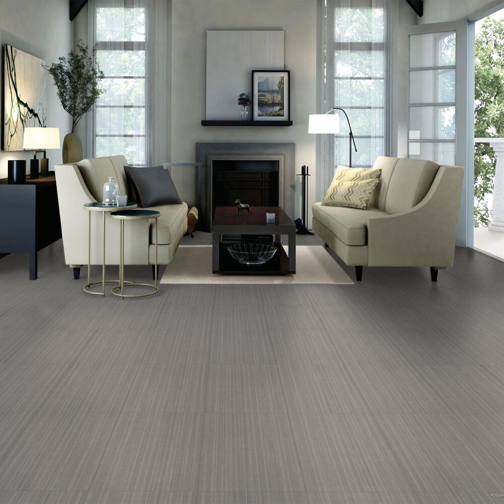 Dal-Tile Fabric Art Modern Linear Medium Gray 12&quot; x 24&quot; Porcelain Tile, , large