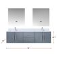 Lexora Home Geneva 72" Double Bathroom Vanity in Dark Grey with 2 cm White Quartz Top and Rectangular Sinks, , large