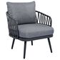 Hearth and Haven 4-Piece Patio Conversation Set with Gray Cushion in Black, , large
