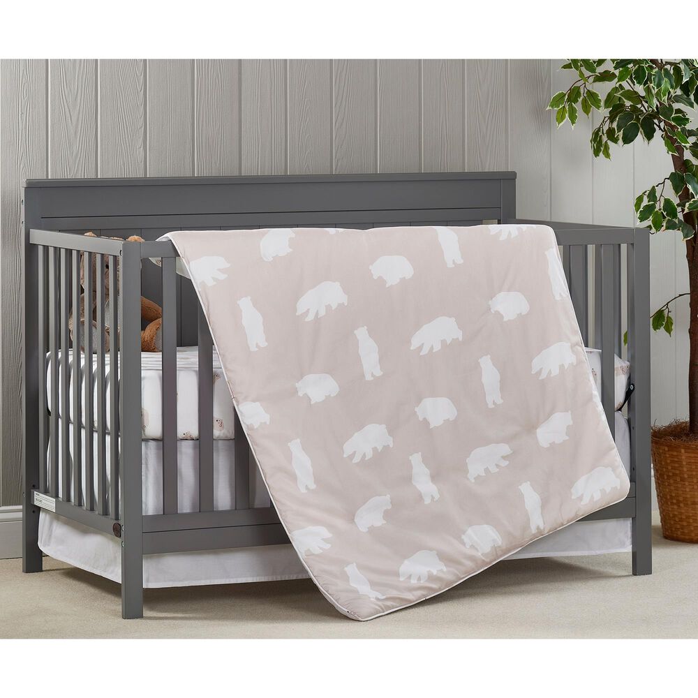 Oxford Baby Beary Cute 3-Piece Baby Crib Nursery Bedding Set in White and Beige, , large