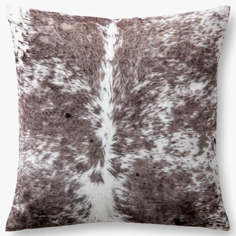 Loloi 22" Square Indoor/Outdoor Throw Pillow in Mocha and White, , large
