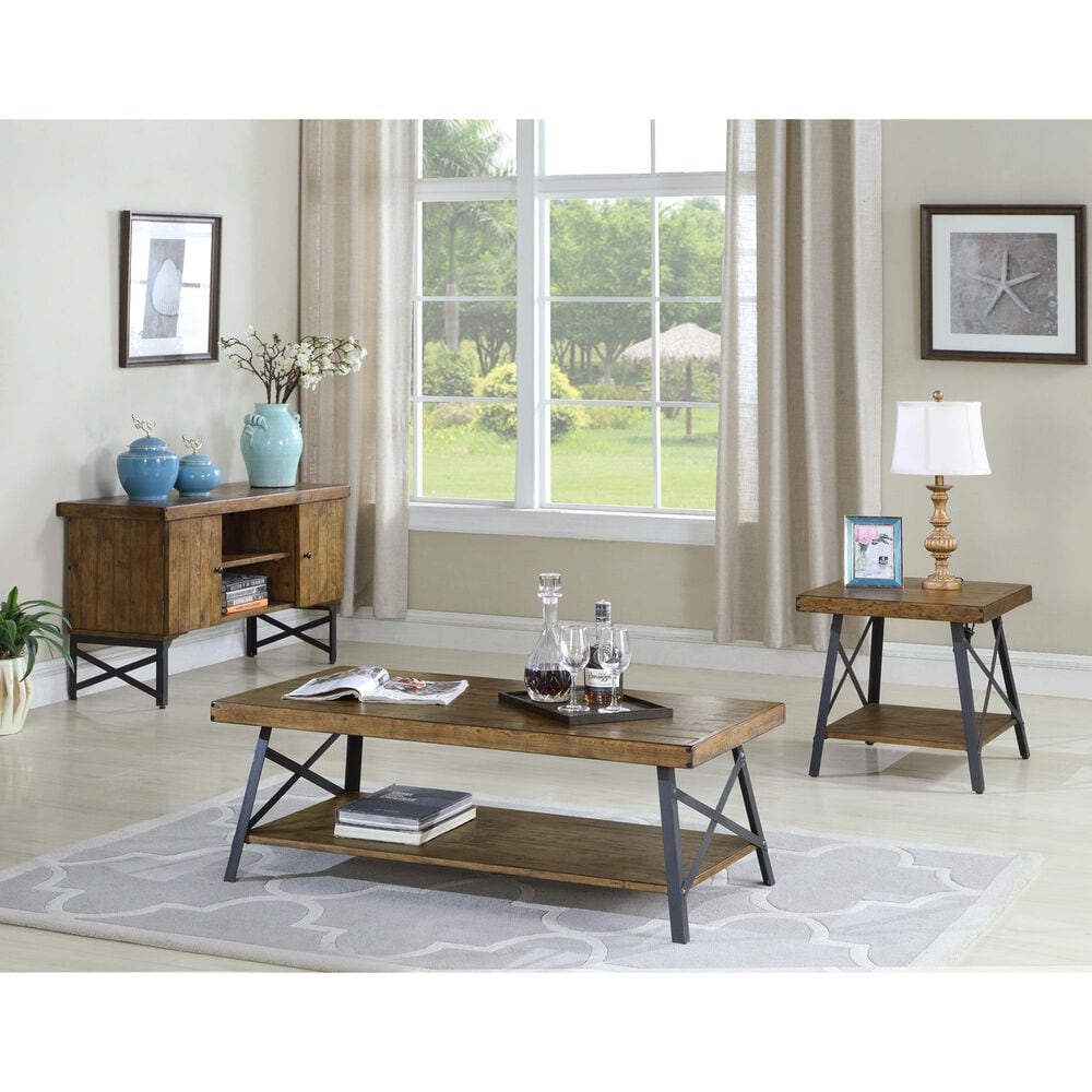 Golden Wave Furniture Chandler End Table in Pine Brown and Steel Gray, , large