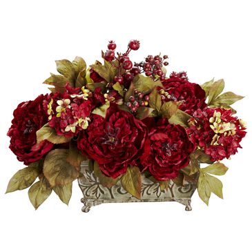 Nearly Natural Inc Peony & Hydrangea Large Silk Flower Arrangement, , large