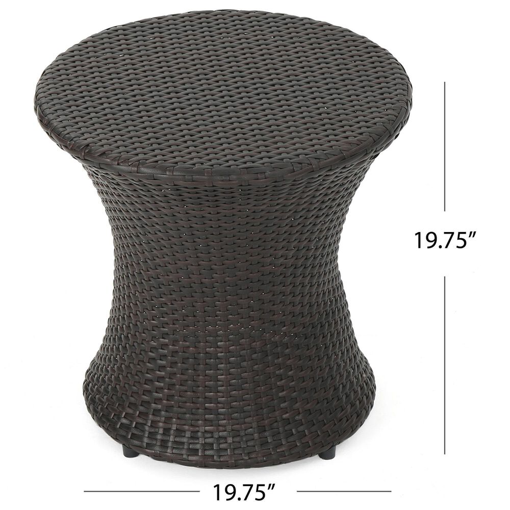 Hearth and Haven Kono Outdoor Hourglass End Table in Brown, , large