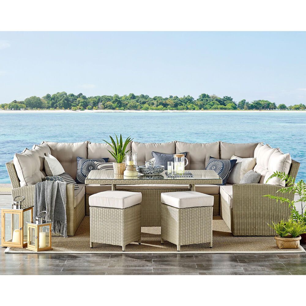 Bolton Furniture Canaan Outdoor Sectional Sofa in Brown/Cream, , large
