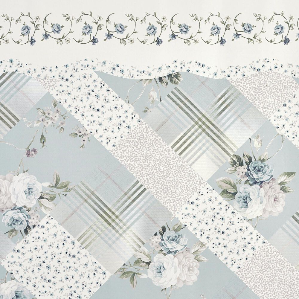 Royal Court Bungalow 72&quot; x 18&quot; Tie Up Window Valance in Spa Blue and White, , large