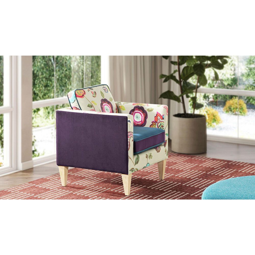 Jennifer Taylor Home Mamba Accent Chair in Satin Teal, Purple and Multicolor, , large