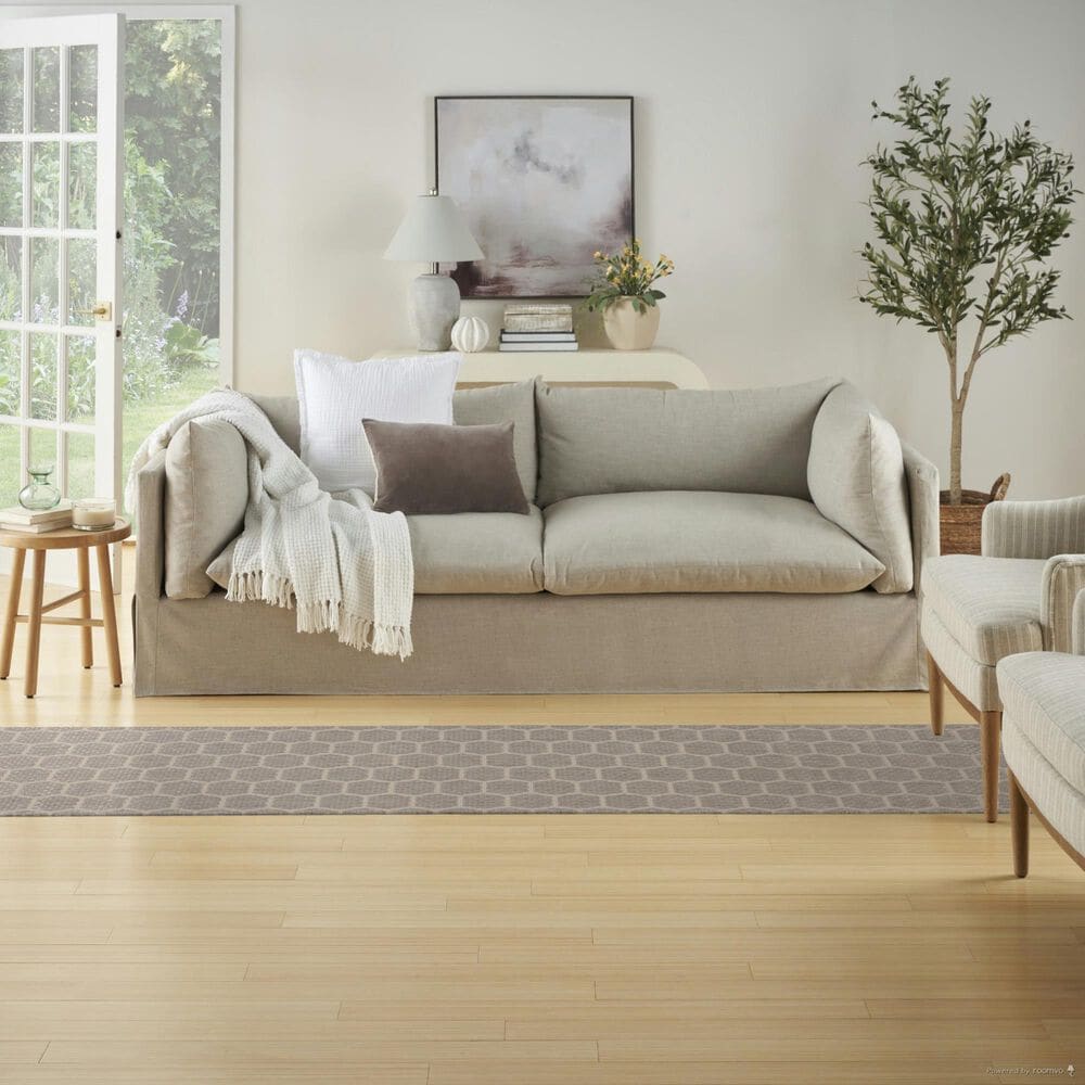Nourison Twist Reversible 2&#39;2&quot; x 12&#39; Grey Indoor/Outdoor Runner, , large