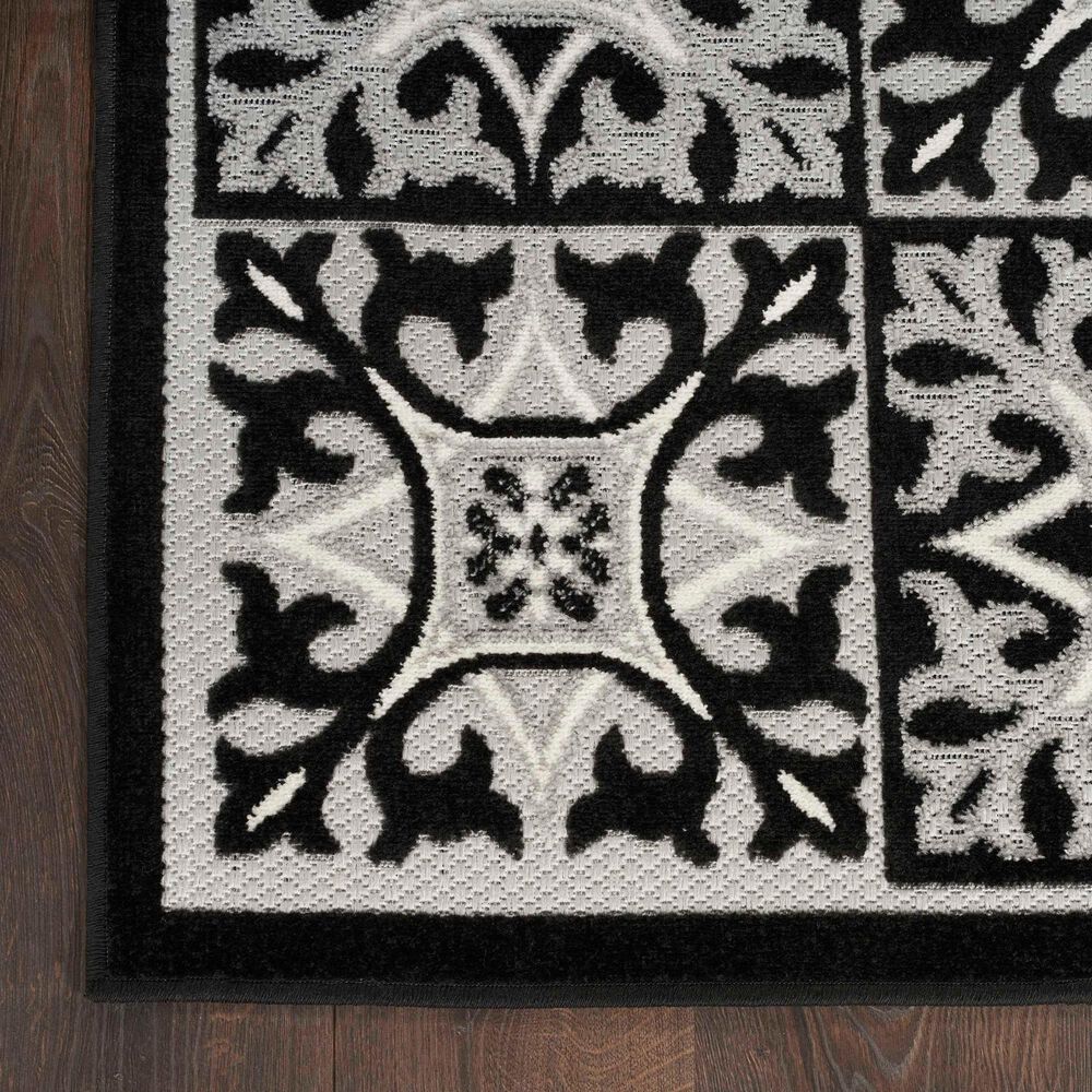 Nourison Aloha 5&#39;3&quot; x 7&#39;5&quot; Black White Indoor/Outdoor Area Rug, , large