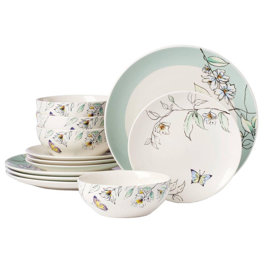 Lenox Oneida Botanica 12-Piece Dinnerware Set in Green, , large