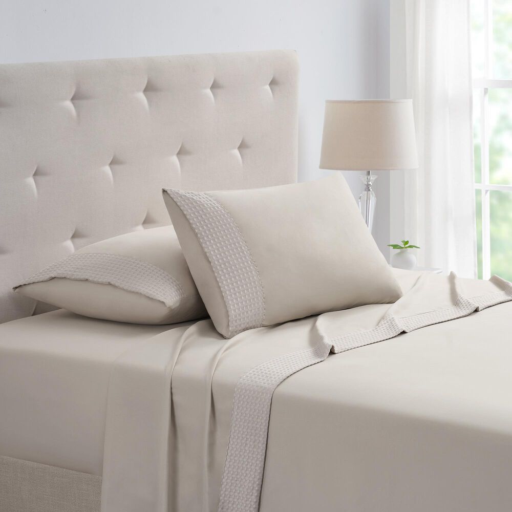 Trade Linker 4-Piece Queen Waffle Hem Sheet Set in Taupe, , large