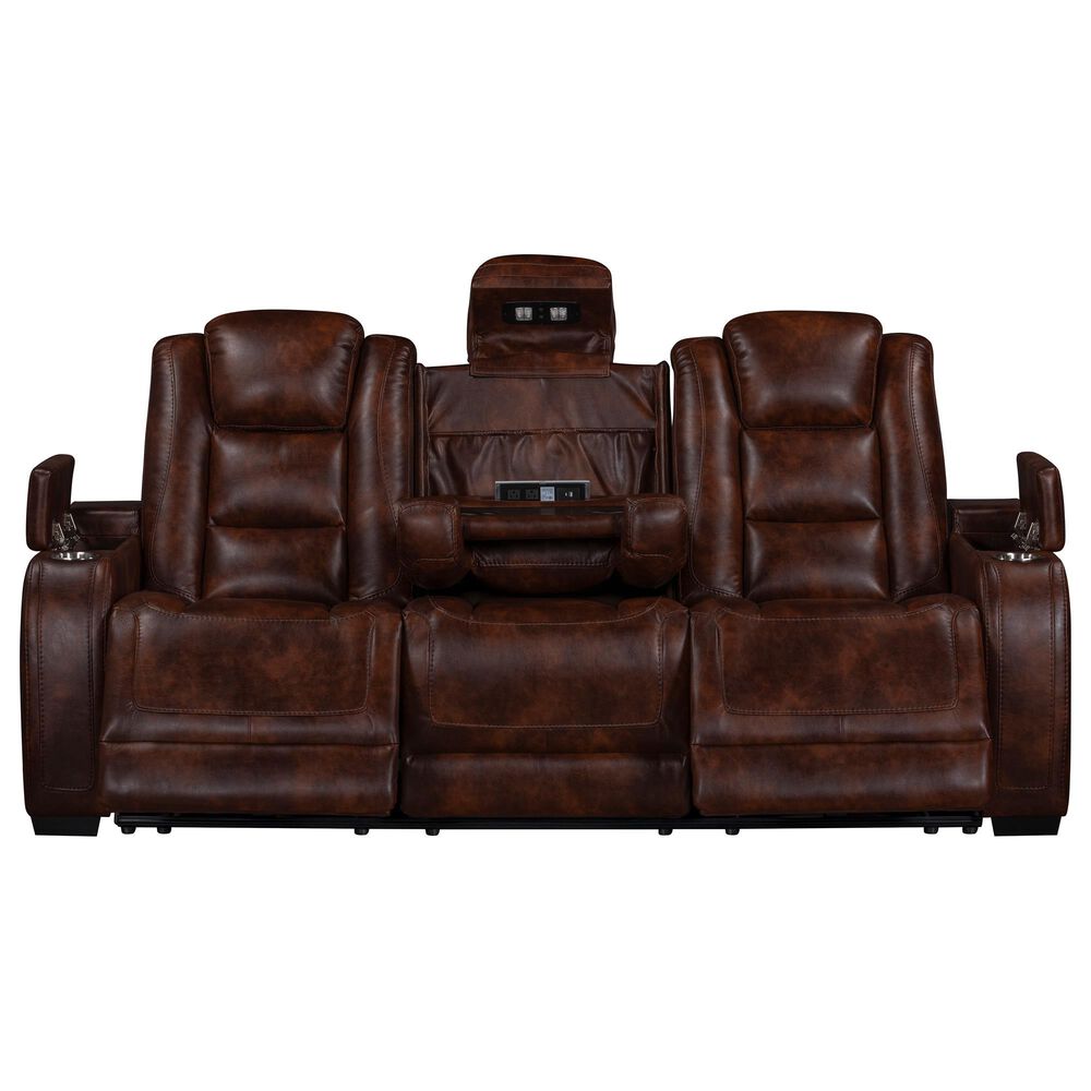 New Heritage Design Chester Power Reclining Sofa in Brown, , large
