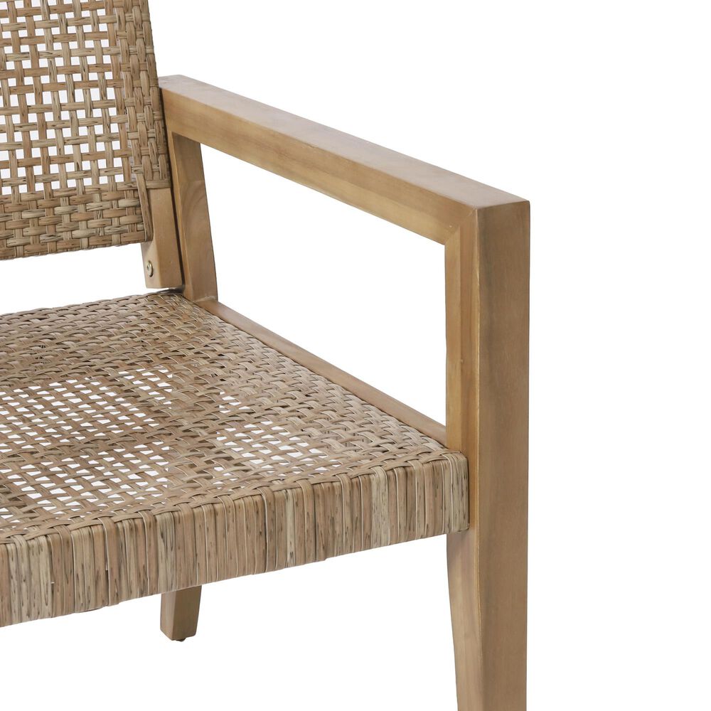 Hearth and Haven Outdoor Wood and Flat Wicker Club Chair in Light Brown (Set of 2), , large