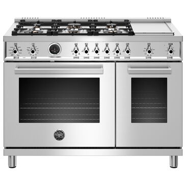 Bertazzoni 48" Professional Dual Fuel Range in Stainless Steel, , large
