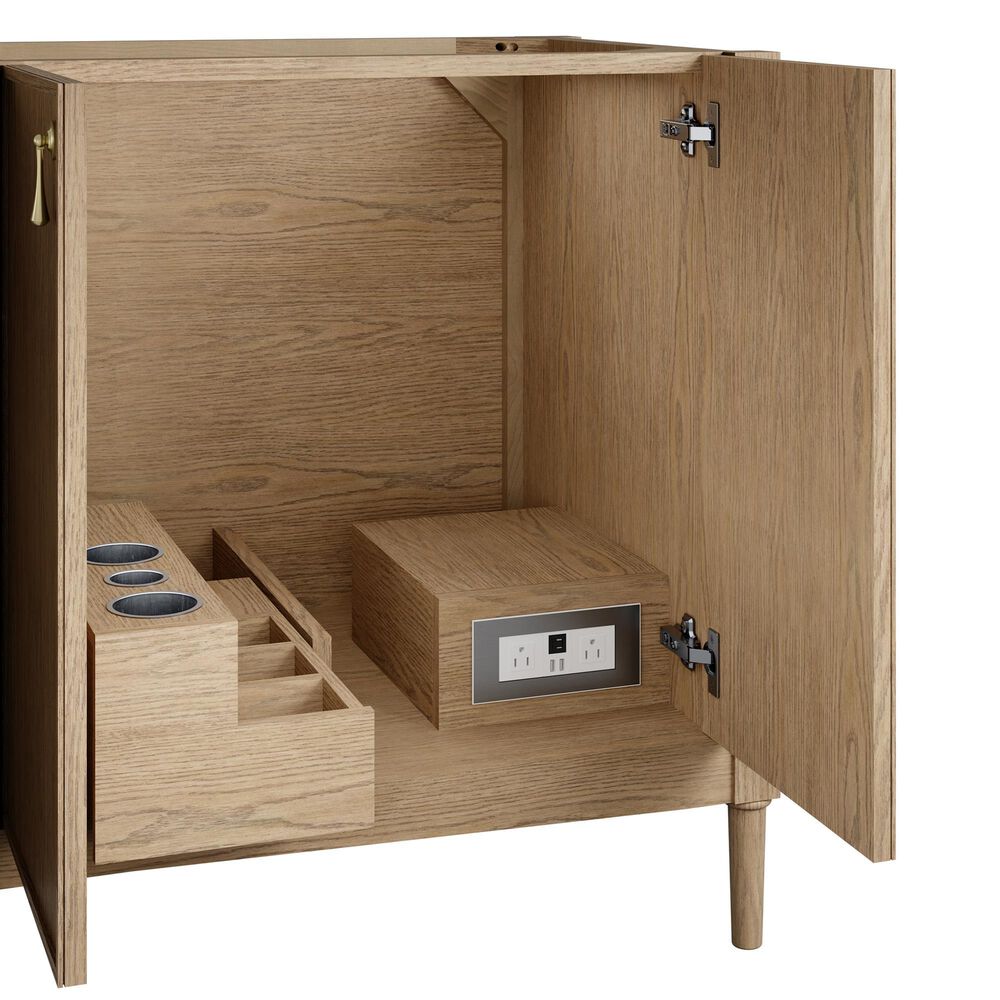 James Martin Kinnsden 72" Double Bathroom Vanity in Weathered Oak with 3 cm Victorian Silver Silestone Top and Rectangular Sinks, , large