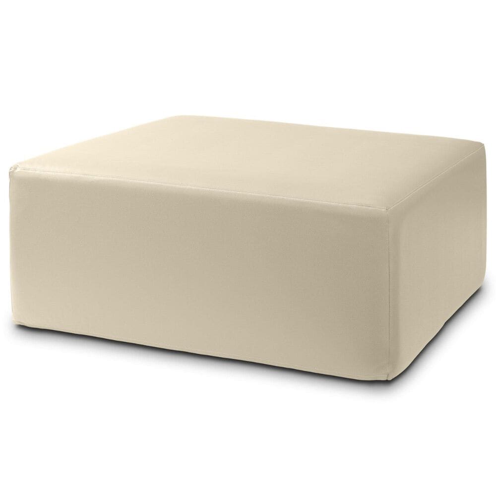 Jaxx Fairlie Faux Leather Ottoman in Natural Beige, , large