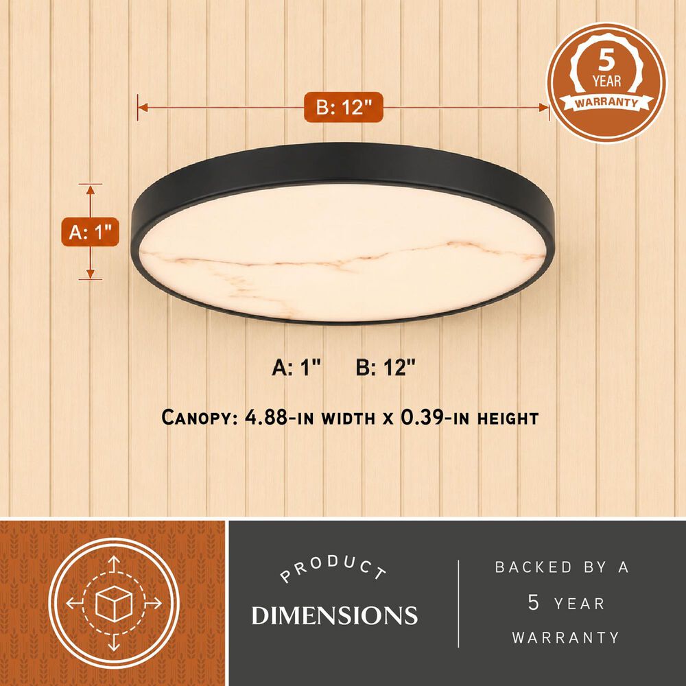 Vaxcel Aurelia 12" 1-Light Flush Mount in Matte Black, , large