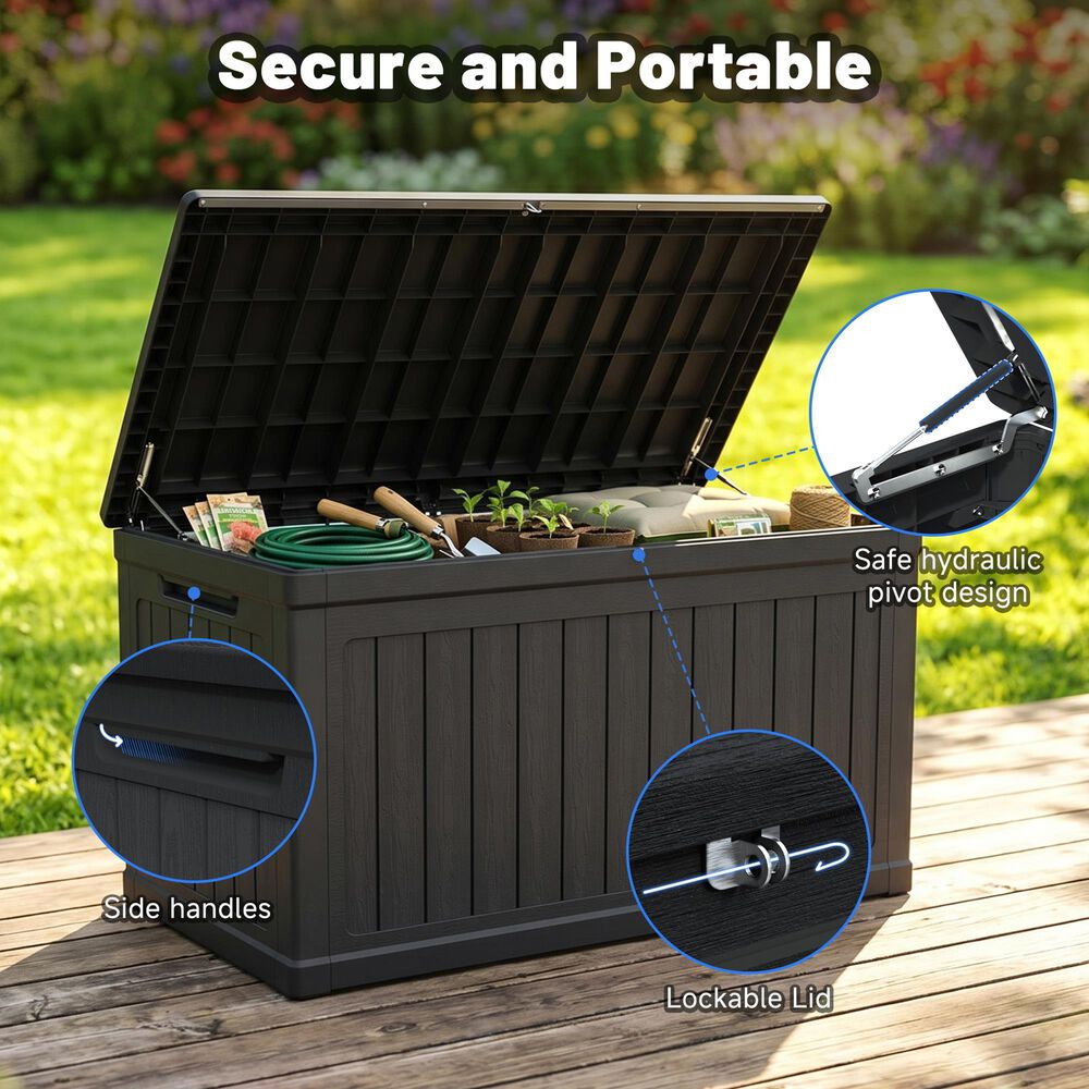Hearth and Haven 230-Gallon Outdoor Plastic Deck Box in Black, , large