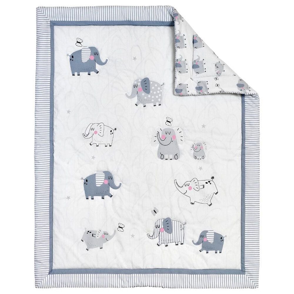 Oxford Baby Ele-A-Fun 3-Piece Baby Crib Nursery Bedding Set in White and Gray, , large