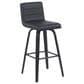 Armen Living Vienna Swivel Bar Height Stool with Black Upholstery in Black Brushed, , large