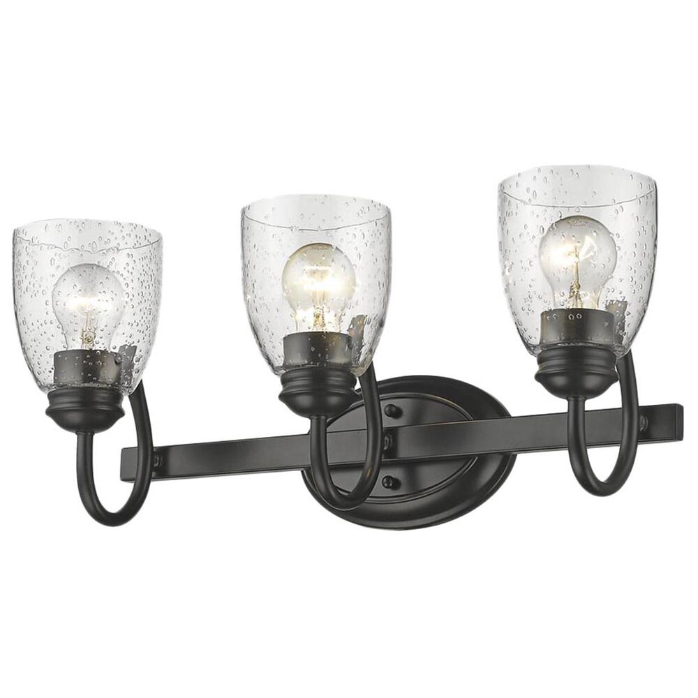 Golden Lighting Parrish 3-Light Bath Vanity in Black with Seeded Glass, , large